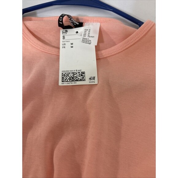 H & M Divided Peach Short Sleeve Crop Top with Tie Back Size Medium New with tag - Picture 5 of 5